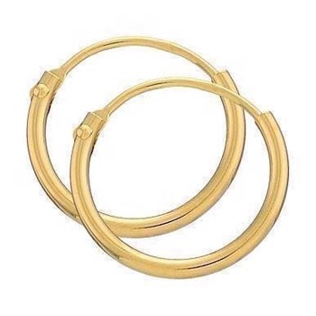 BNH  blanke 14 kt rødguld Øre creoler, Ø 13 mm x 1,3 mm
